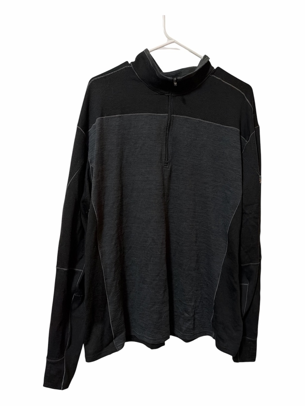 Kuhl Ryzer Men's Black and Charcoal Quarter-Zip Performance Sweater